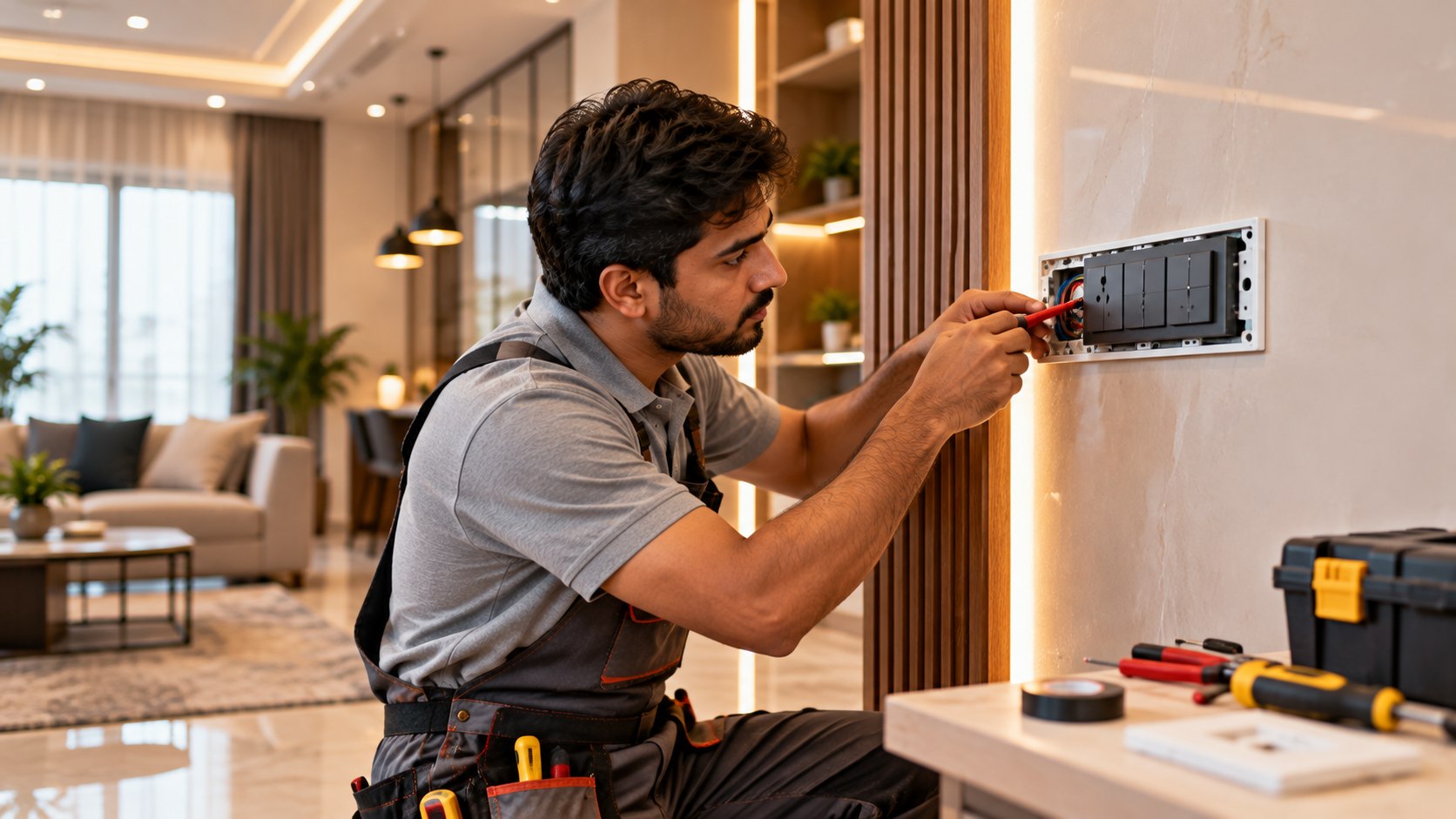 Electrical installation work inside a home